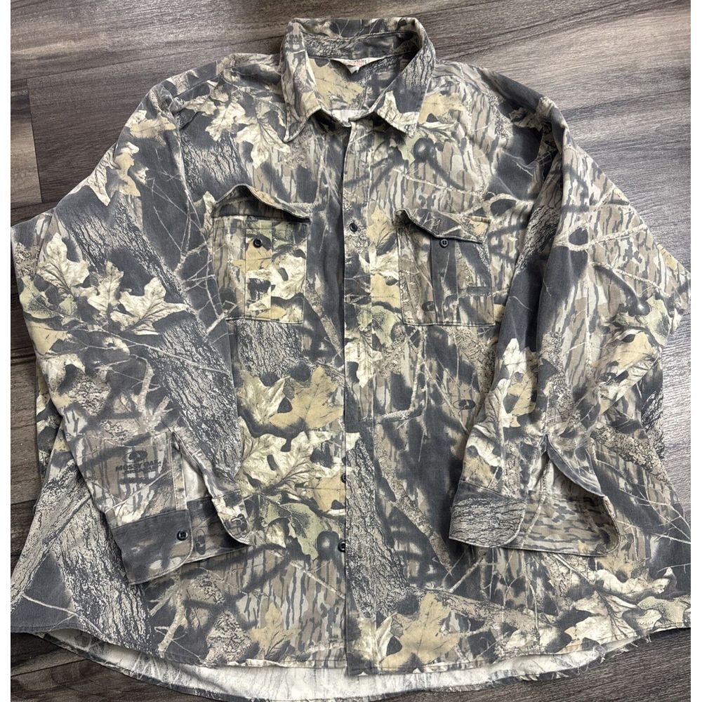 Mossy Oak Camouflage Shirt Men's Size (2X/3X?) Button‎ Up Made in USA**READ